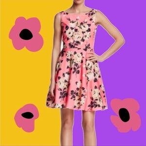 Betsey Johnson Womens Pink Flare Floral Cutout Dress Sz 6 Y2K Coquette Romantic